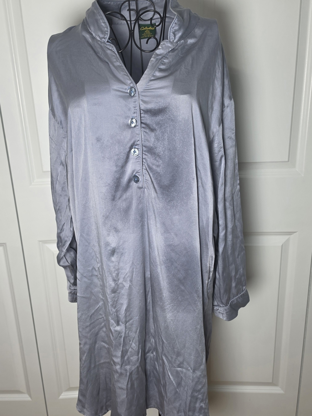 Cabela's 100% Silk Sleep Dress Nightshirt XL Slate Blue